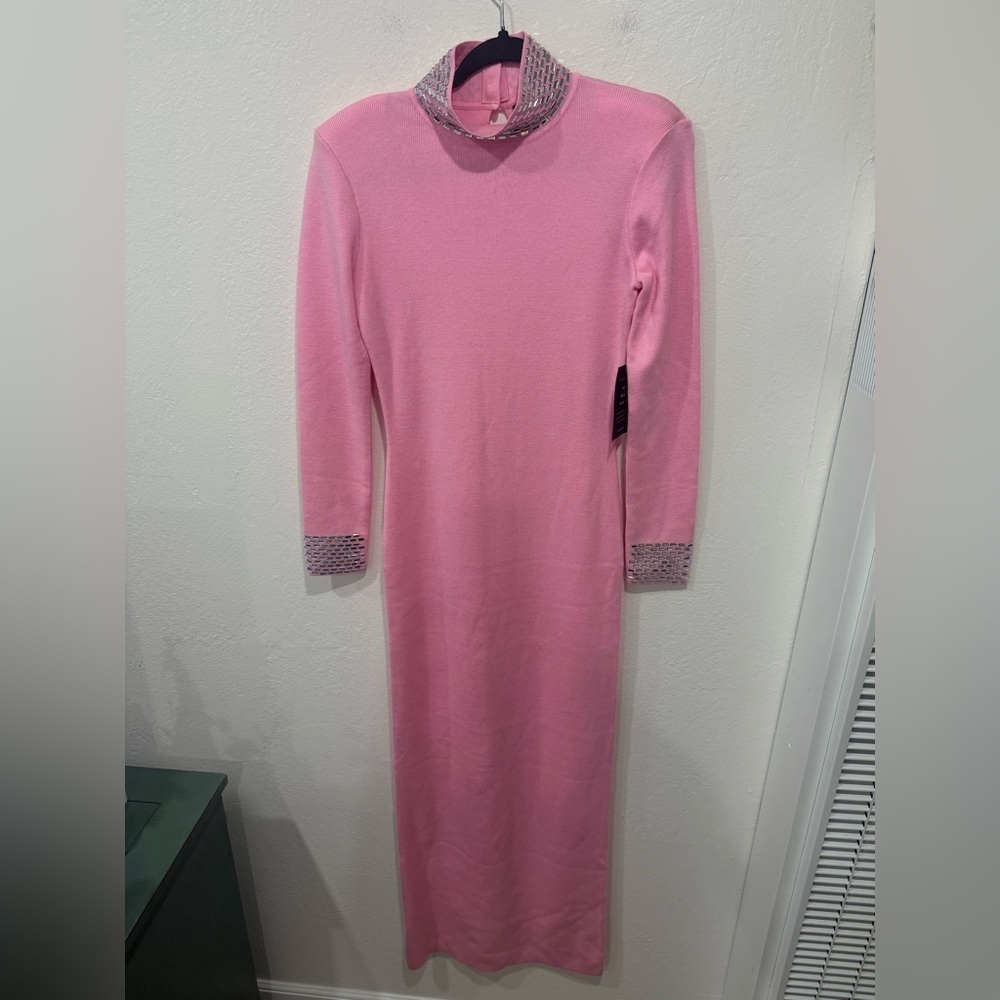 NWT Retrofete Monroe Embellished Knit Dress in Peony Pink size Medium - Picture 6 of 15
